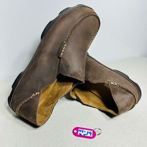 OluKai Moloa 10128 6348 Brown Slip On Rubber Sole Loafers Men's 10,5